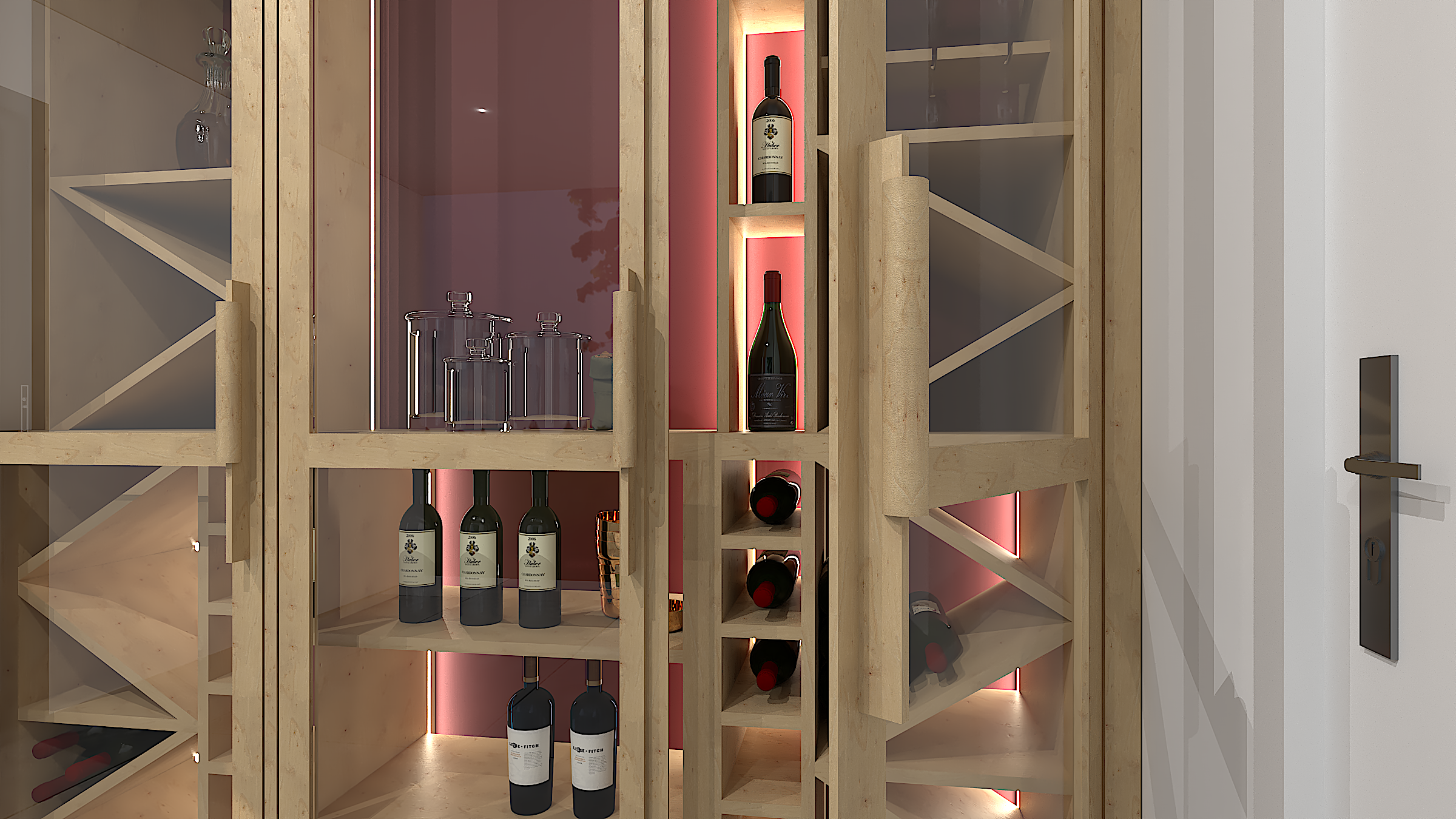 Mobilier en bois sur mesure pour cave à vin à Éguilles